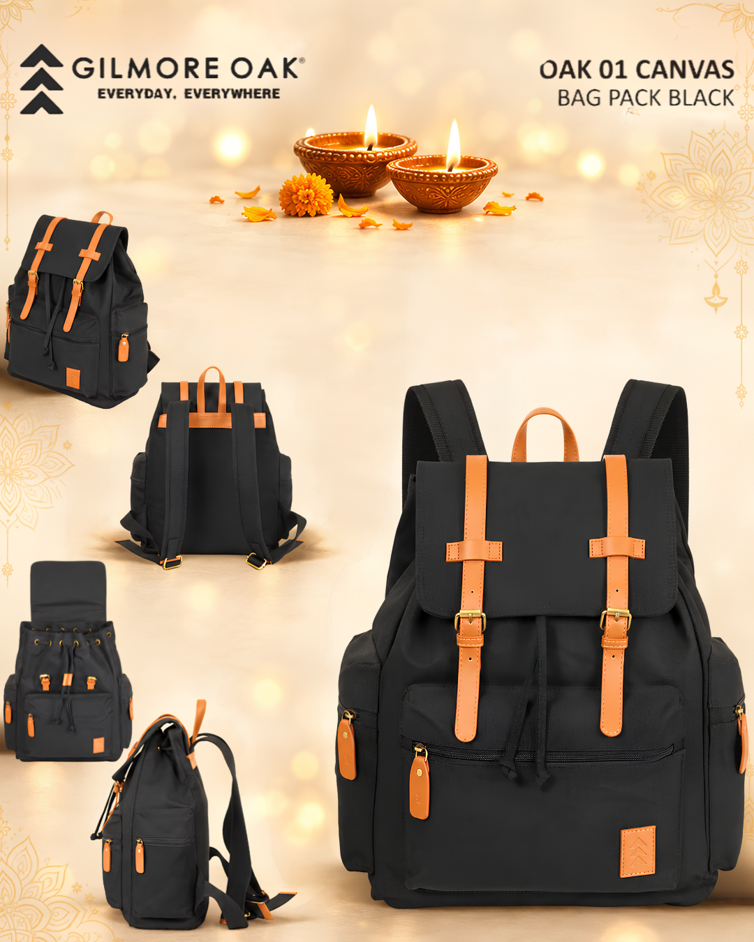 Oak 01 BLACK CANVAS BAG PACK