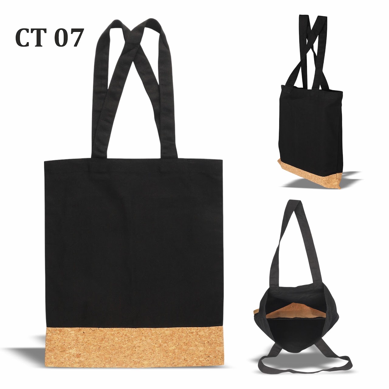 Cotton Tote Bag with Cork Pattern