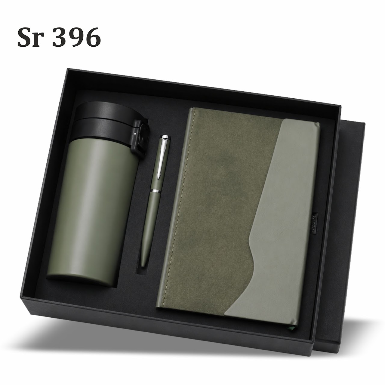 Green Diary, Pen & Flask Gift Set
